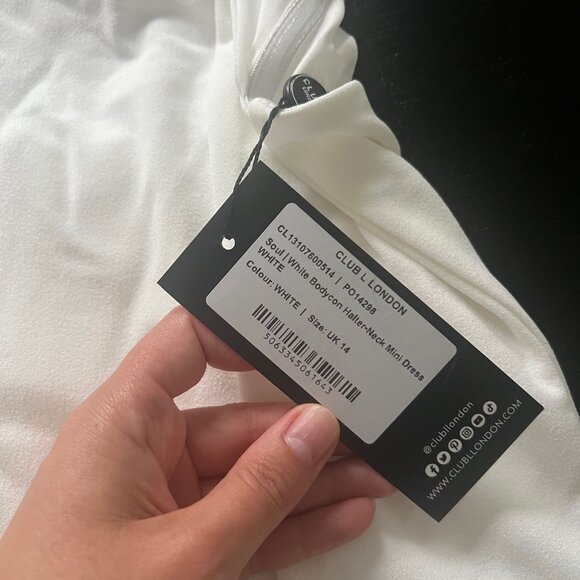 Soul White Bodycon Halter- Neck Mini Dress - Picture 3 of 4